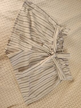 Love Tree Cream and Black Striped Shorts with Tie Waist